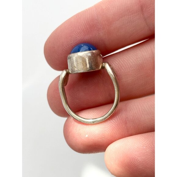 Lapis Lazuli Modernist Southwest 925 Sterling Silver Vintage Ring - sz 5.25 - Picture 5 of 9